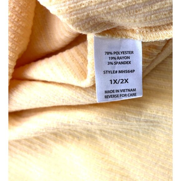 Andree By Unit Womens Ribbed Knit Top 1X/2X Polyester Blend Yellow - Picture 4 of 5